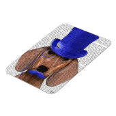 Dachshund met blauw bovenhoofd en blauwe snor magneet (Linkerzijde)