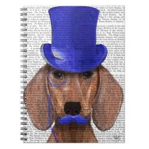 Dachshund met blauw bovenhoofd en blauwe snor notitieboek