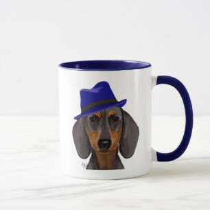 Dachshund met Blue Trilby Mok