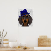 Dachshund met Blue Trilby Poster (Keuken)