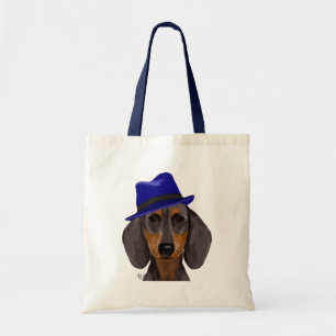 Dachshund met Blue Trilby Tote Bag