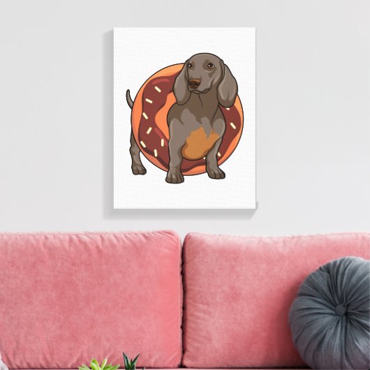 Dachshund met Donut Canvas Afdruk (Insitu (Woonkamer))