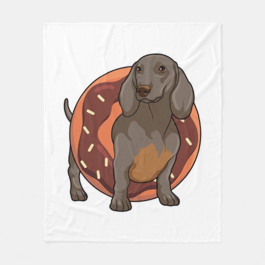 Dachshund met Donut Fleece Deken (Voorkant)