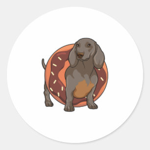 Dachshund met Donut Ronde Sticker