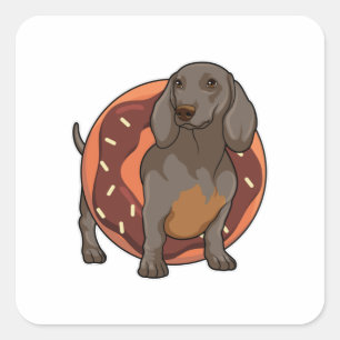 Dachshund met Donut Vierkante Sticker