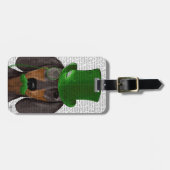 Dachshund met Green Top Hat Black Tan 2 Bagagelabel (Voorkant horizontaal)