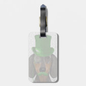 Dachshund met Green Top Hat Black Tan 2 Bagagelabel (Achterkant verticaal)