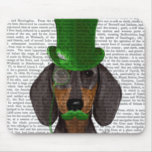 Dachshund met Green Top Hat Black Tan 2 Muismat