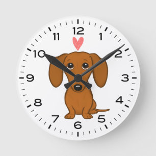 Dachshund met Heart Cute Wiener Dog Ronde Klok