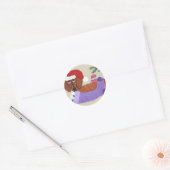 Dachshund met kerstkous ronde sticker (Envelop)