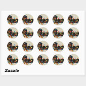 Dachshund met kerstlampjes Blk/tan Ronde Sticker (Vel)