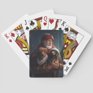 Dachshund met kerstman Festive Kerstmis Pokerkaarten