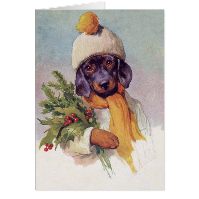  Dachshund met Kerstmis (blank binnenin), (Voorkant)