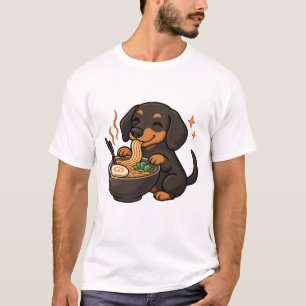 Dachshund met Noedels Ramen Kawaii Hond T-shirt