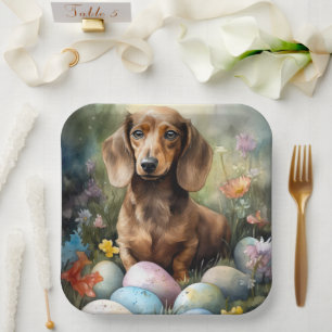 Dachshund met Paaseieren Papieren Bordje