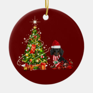 dachshund met Petten kerst Keramisch Ornament