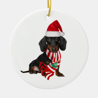 Dachshund met Petten kerst Keramisch Ornament