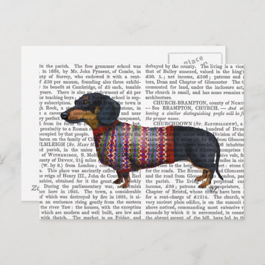 Dachshund met poly Sweater Briefkaart (Voorkant / Achterkant)