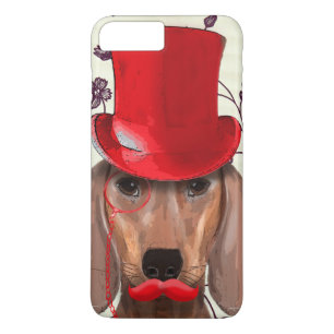 Dachshund met Red Top Hat iPhone 8 Plus / 7 Plus Hoesje