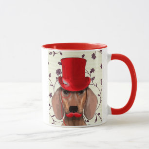 Dachshund met Red Top Hat Mok