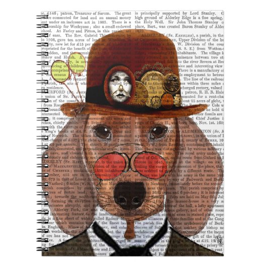 Dachshund met Steampunk Bowler Pet Notitieboek (Voorkant)