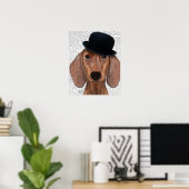 Dachshund met Steampunk Bowler Pet Poster (Thuiskantoor)