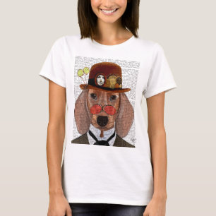 Dachshund met Steampunk Bowler Pet T-shirt