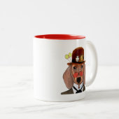 Dachshund met Steampunk Bowler Pet Tweekleurige Koffiemok (Voorkant rechts)