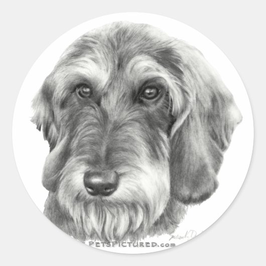 Dachshund met wirespeed ronde sticker (Voorkant)