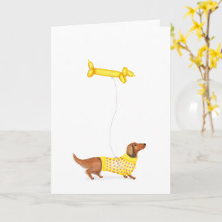 Dachshund met worst hond ballon verjaardagskaart kaart