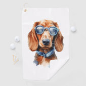 Dachshund met zonnebril golfhanddoek (Insitu)
