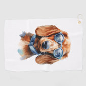 Dachshund met zonnebril golfhanddoek (Horizontaal)