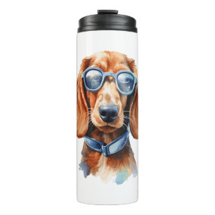 Dachshund met zonnebril thermosbeker
