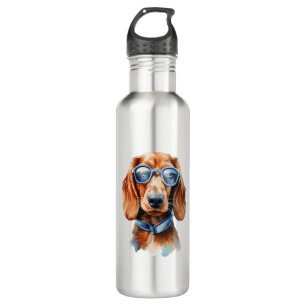 Dachshund met zonnebril waterfles 