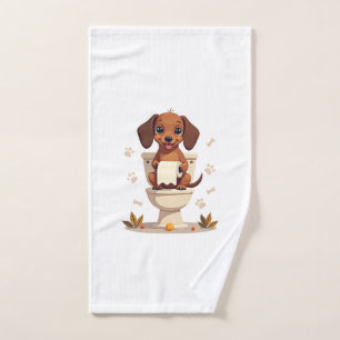Dachshund Mignon Vintage sur Toilettes Dessin Anim