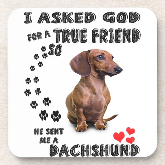 Dachshund Miniature Gift, Sause Dog, Weenie Wog Bier Onderzetter (Voorkant)
