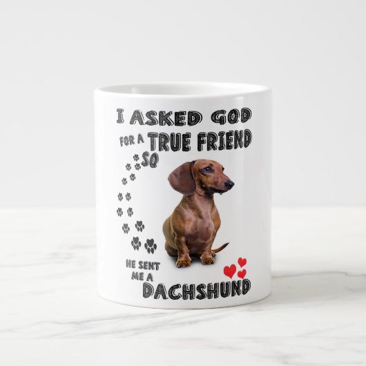 Dachshund Miniature Gift, Sause Dog, Weenie Wog Extra Grote Beker (Voorkant)