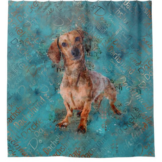 Dachshund Mixed Media Art Douchegordijn (Voorkant)