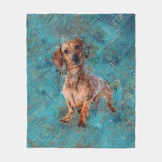Dachshund Mixed Media Art Fleece Deken (Voorkant)