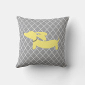 Dachshund Moderne Coussin gris-jaune (Verso)