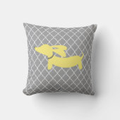 Dachshund Moderne Coussin gris-jaune (Recto)