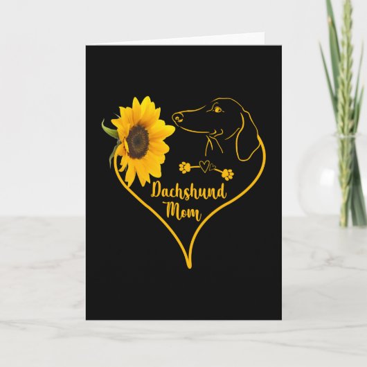 Dachshund Moeder Met Zonnebloem Hart Moederdag Kaart (Voorkant)