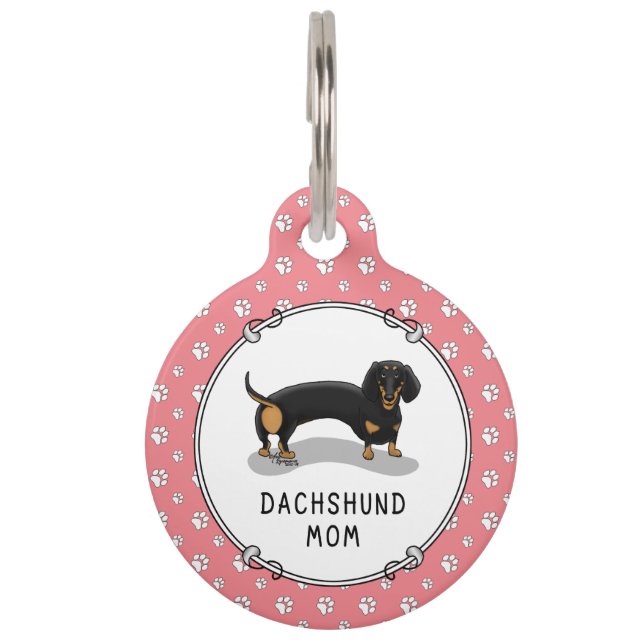 Dachshund Moeder (S zwart & roodbruin) - Schattige Huisdierpenning (Voorkant)