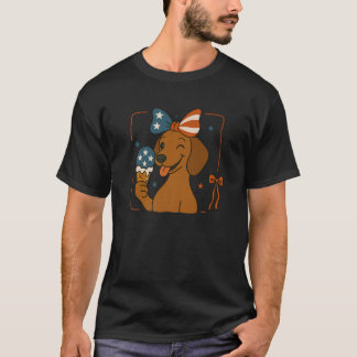 Dachshund Mom Amerikaanse Vlag Coquette 4th of Jul T-shirt