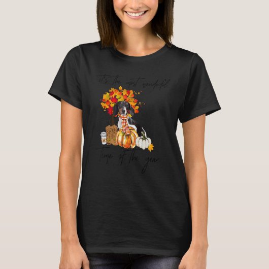 Dachshund Most Wonderful Time Pumpkin Spice Wester T-shirt (Voorkant)