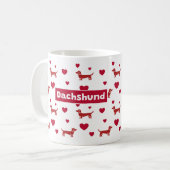 Dachshund Mug Avec Coeurs Rouges (Devant gauche)