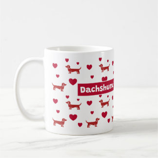 Dachshund Mug Avec Coeurs Rouges