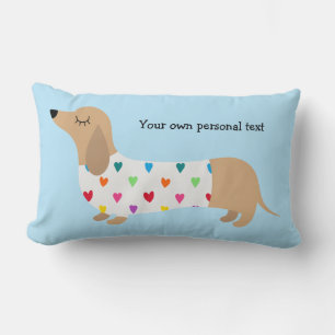 Dachshund Multicolor Hearts Accent Pillow Kussen