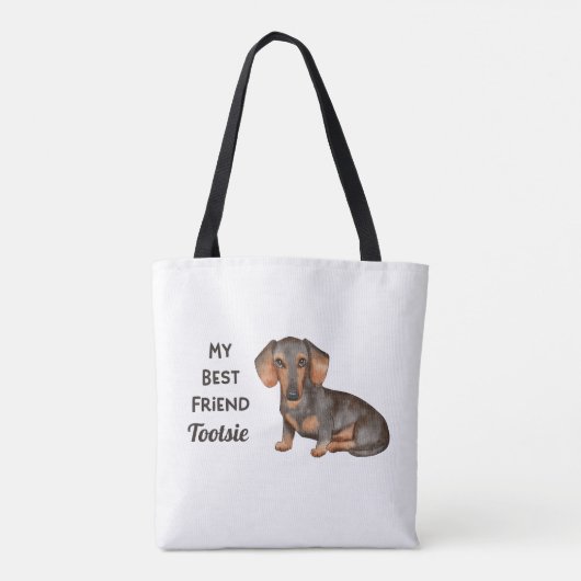 Dachshund My Best Friend Custom Name Canvas tas (Achterkant)