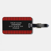 Dachshund n’ CheckBagagelabel met lederen riem Bagagelabel (Achterkant horizontaal)